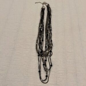 Chico's Joclynne Long Line Multi Strands Beads Rhinestone Chains Necklace